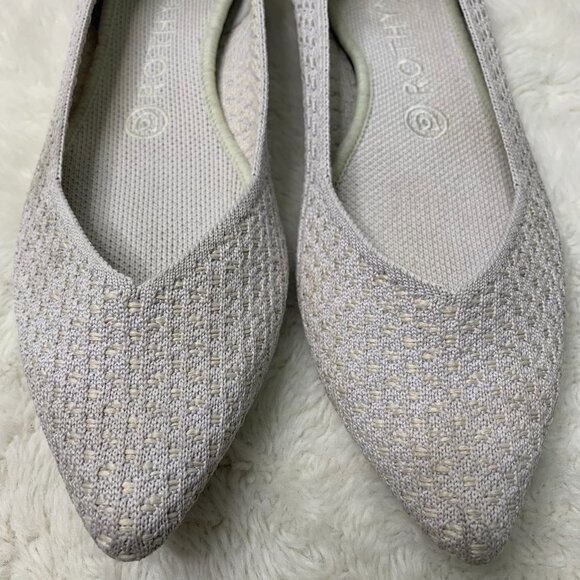 Rothy’s Women's White Gray Honeycomb The Point Toe Ballet Flats Size 9 - Picture 2 of 16